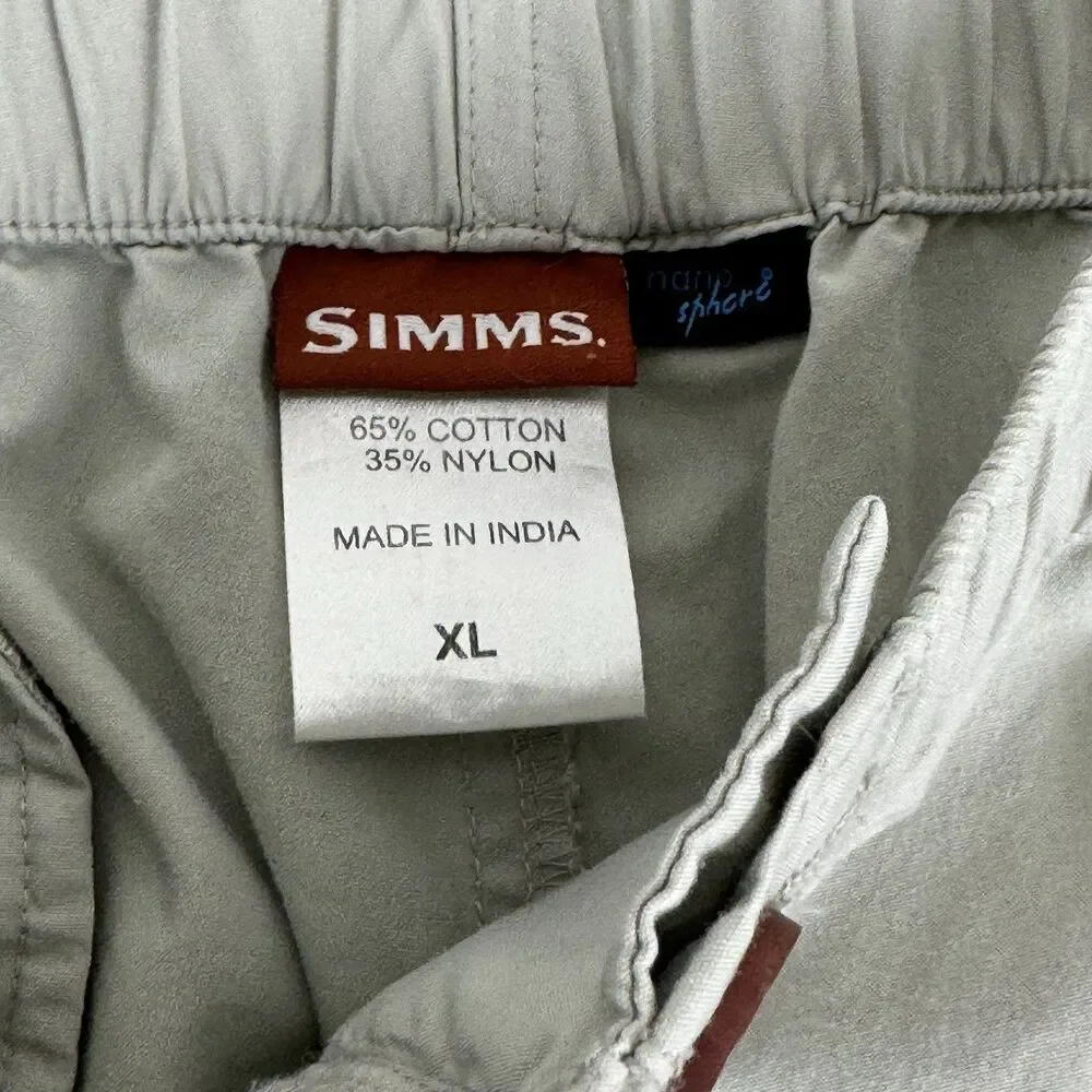 Simms Pants Men XL Beige Cargo Fishing Convertible Stretch Zip Pocket Outdoor